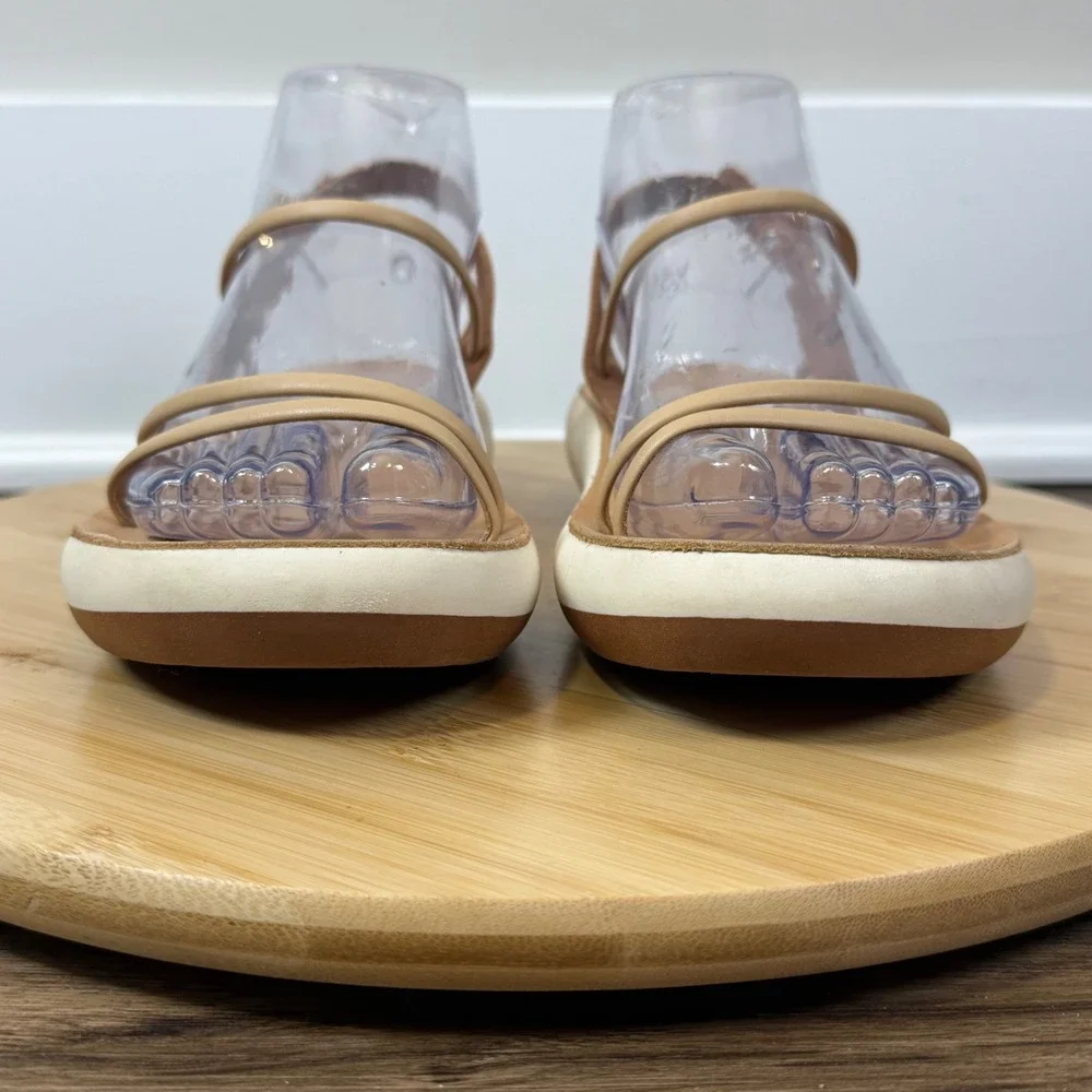 Ancient Greek Sandals Platform Strappy Women 37 Tan Leather Slingback Boho Chic